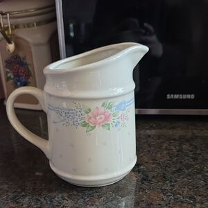 Corningware SYMPHONY Cream and Pink Floral Pitcher